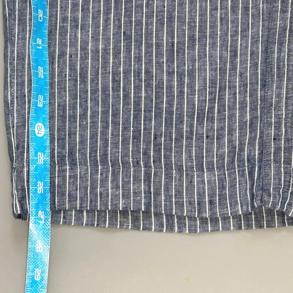 Quince 100% European Linen Wide Leg Pants in Chambray Stripe Blue - Picture 12 of 12